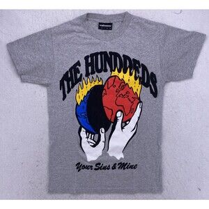 The Hundreds Your Sins & Mine T-Shirt Grey Graphic Streetwear Mens Small 18x27